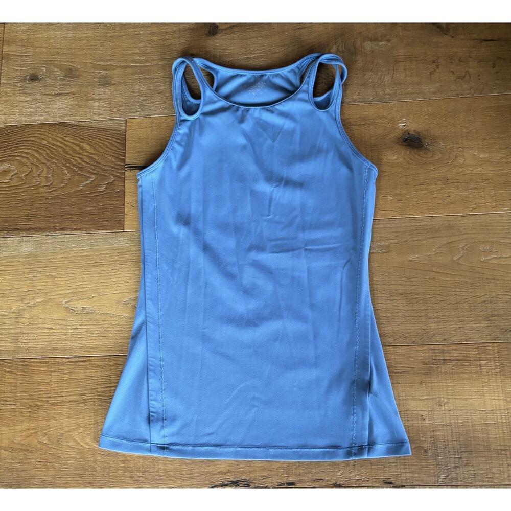 Athleta Shanti Asana Tank Top Blue Size Small Cutout Shoulder Yoga Gym